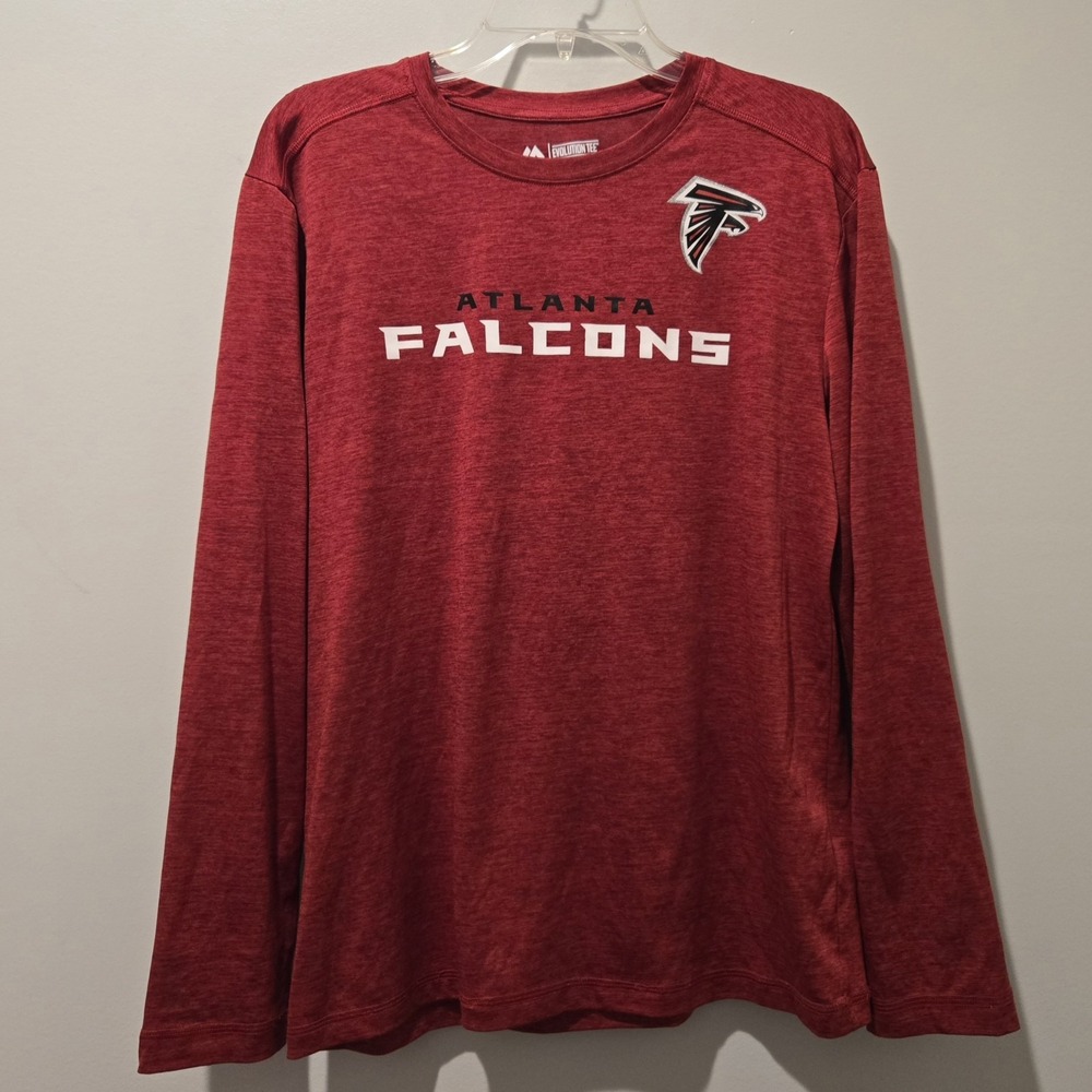 Atlanta Falcons Majestic NFL Long Sleeve Shirt, Red Football‎ Top Medium
